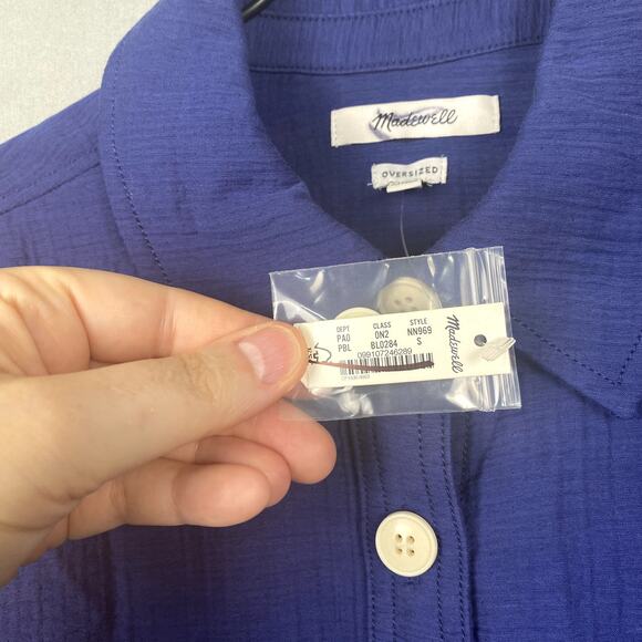 Madewell Shirt Women Small Blue Oversized Shacket Button Up Classic Gorpcore NWT - Picture 3 of 9